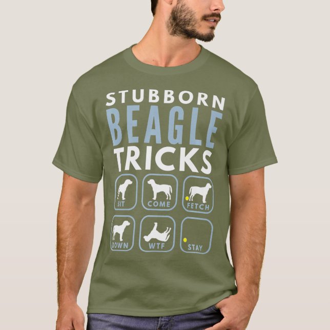Stubborn English Beagle Tricks - Hund Training T Shirt (Framsida)
