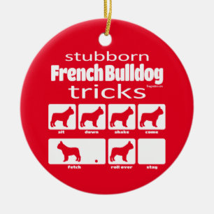 Stubborn Fransk Bulldog Tricks Julgransprydnad Keramik