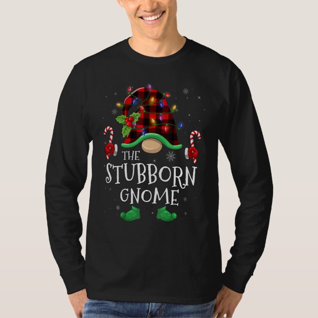 Stubborn Gnome Buffalo Plaid Matching Family Chris T Shirt (Framsida)