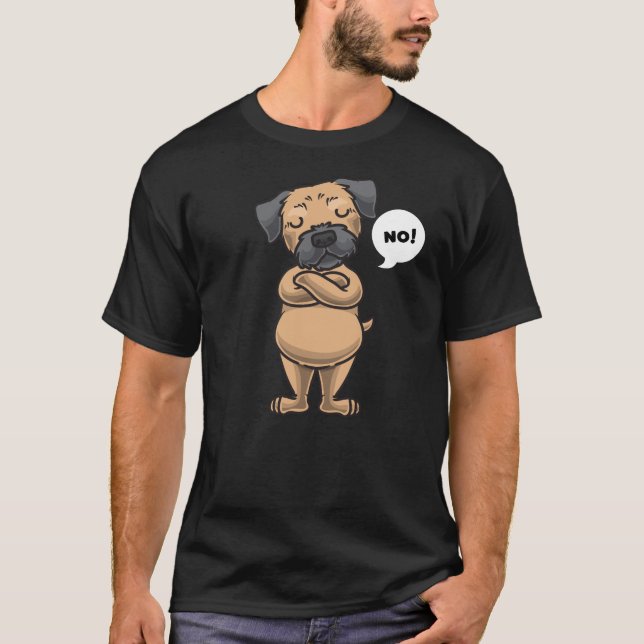 Stubborn gräns skräcker hund lustig t shirt (Framsida)