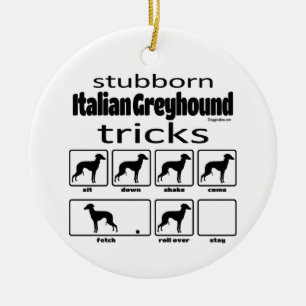 Stubborn Italiana Greyhound Tricks Julgransprydnad Keramik