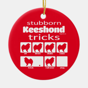 Stubborn Keeshond Tricks Julgransprydnad Keramik