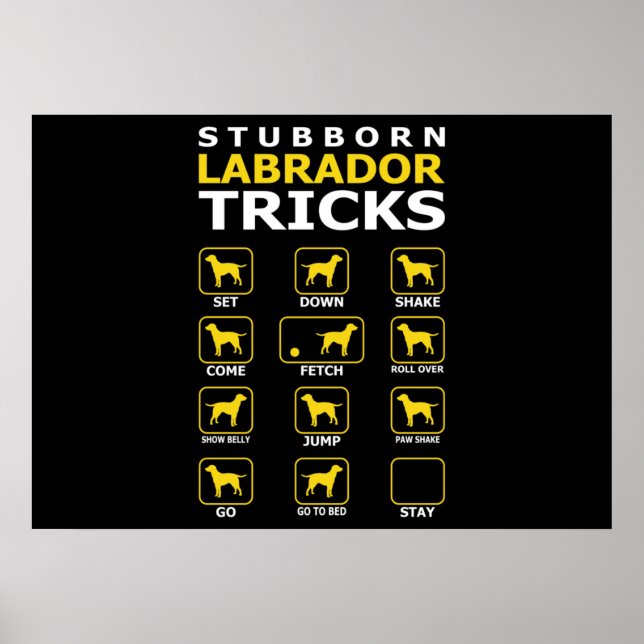 Stubborn Labrador Hund Tricks Funny Poster (Framsidan)
