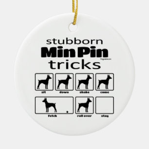 Stubborn Min Pin Tricks Julgransprydnad Keramik