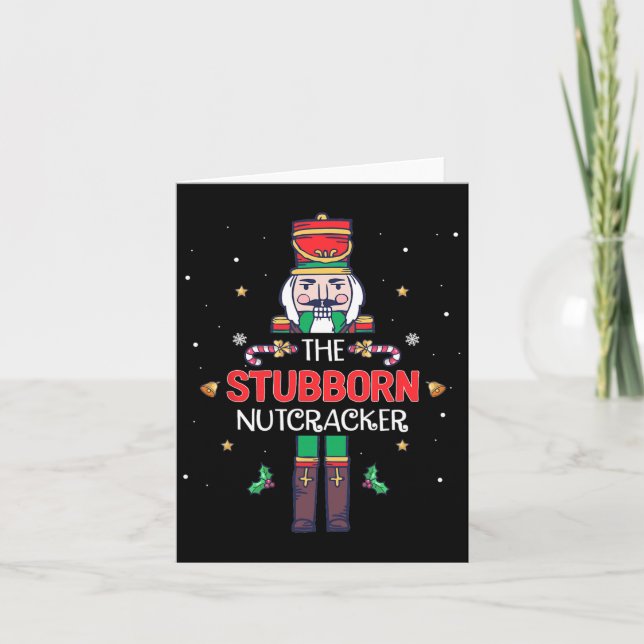 Stubborn Nutcracker Roligt Julfamiljen Matchning Kort (Framsida)