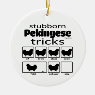 Stubborn Pekingese Tricks Julgransprydnad Keramik