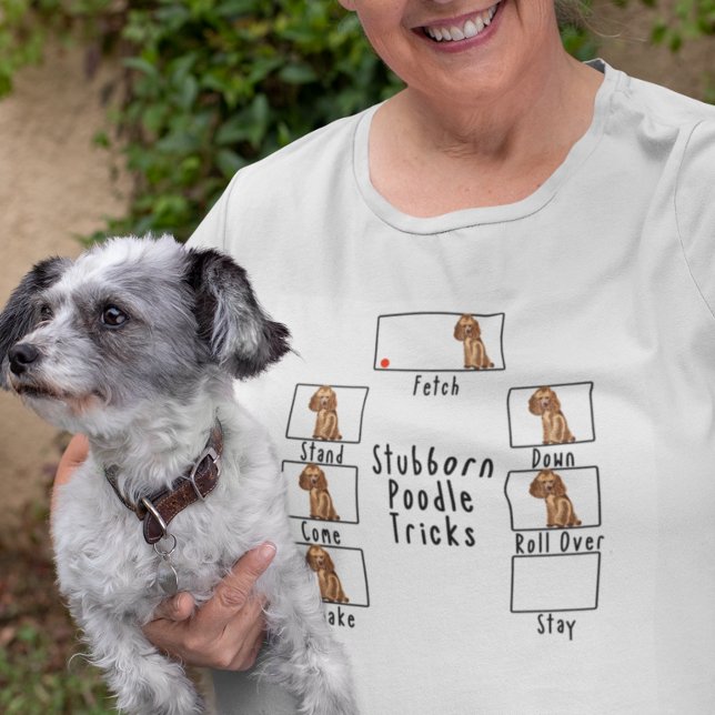 Stubborn Pudel Tricks Hund Apricot Red T Shirt (Skapare uppladdad)
