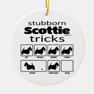 Stubborn Scottie Tricks Julgransprydnad Keramik