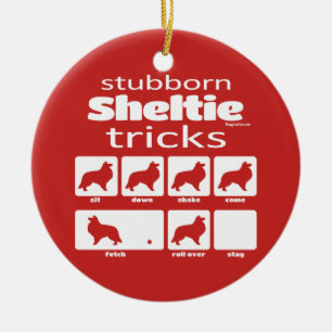 Stubborn Sheltie Tricks Julgransprydnad Keramik