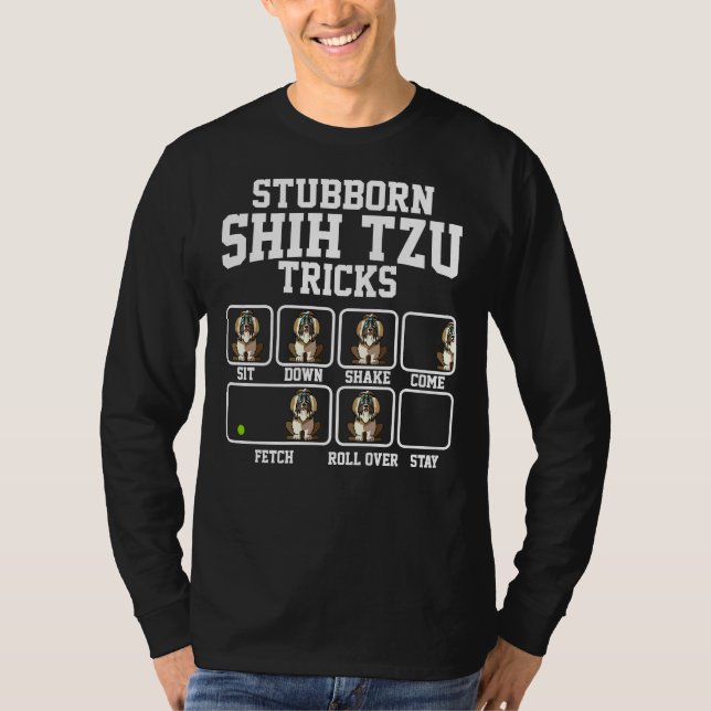 Stubborn Shih Tzu Tricks T Shirt (Framsida)