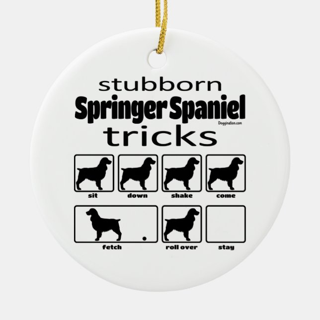 Stubborn Springer Spain Tricks Julgransprydnad Keramik (Framsidan)