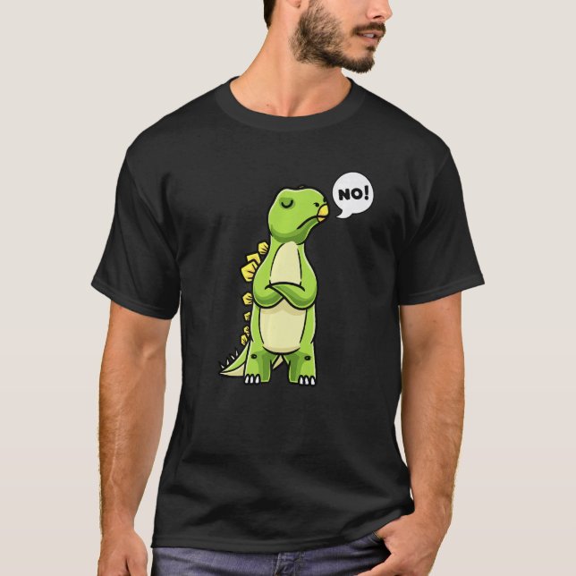 Stubborn Stegosaurus Dinosaur Saying No Dino Girls T Shirt (Framsida)