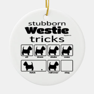 Stubborn Westie Tricks Julgransprydnad Keramik