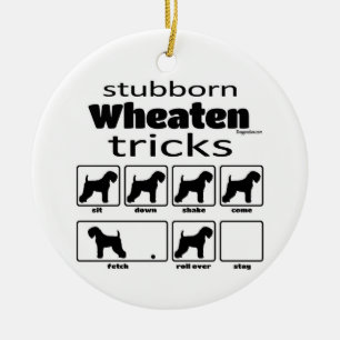 Stubborn Wheaten Tricks Julgransprydnad Keramik