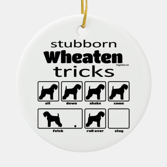 Stubborn Wheaten Tricks Julgransprydnad Keramik (Framsidan)