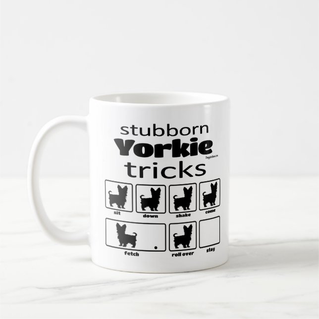 Stubborn Yorkie Tricks Kaffemugg (Vänster)