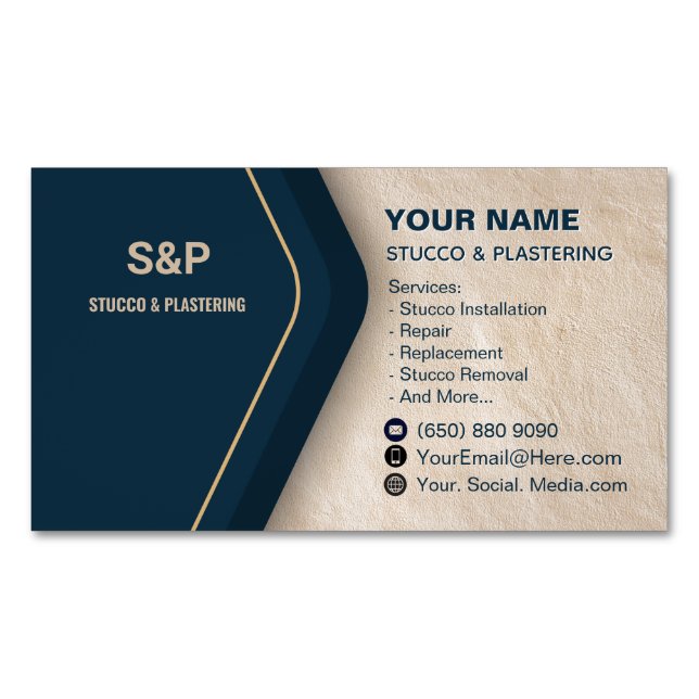 Stucco Business Card Magnet Plastering (Framsida)