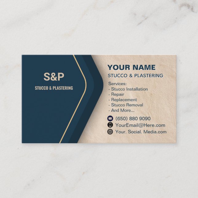 Stucco Business Card Plastering Visitkort (Framsida)