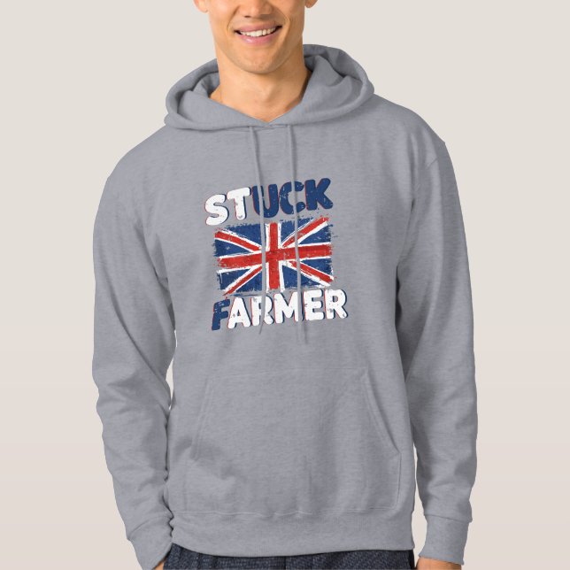 Stuck Farmer UK Sarcastic Farming Farm Farmer Life Hoodie (Framsida)