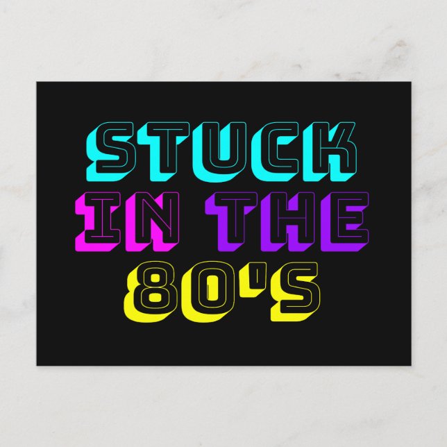 Stuck i 80-talets Retro Neon Vykort (Framsida)