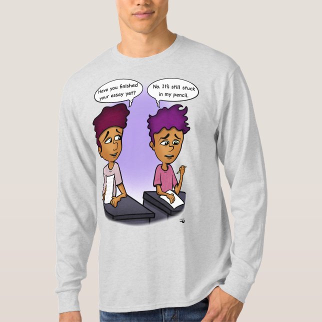 Stuck i min penna Grått Manar Långsåld T-Shirt (Framsida)