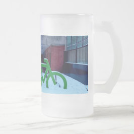 Stuck i snö frostat ölglas