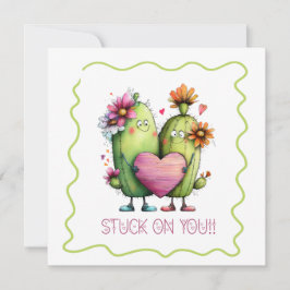 Stuck On You Cactus Love Greeting Card Julkort