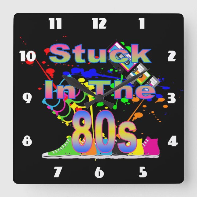 Stuck på 80-talet fyrkantig klocka (Framsida)