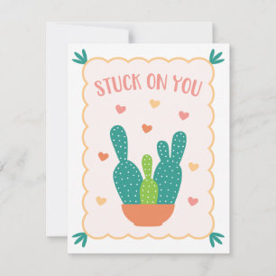 "Stuck på dig" Cactus Valentine Day Card Kort