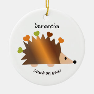 Stuck på You Hedgehog och Hearts Julgransprydnad Keramik