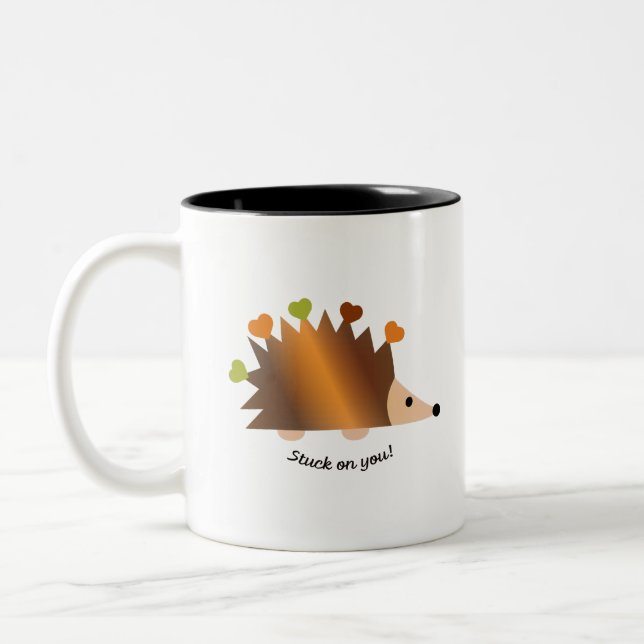 Stuck på You Hedgehogs och Hearts Två-Tonad Mugg (Vänster)