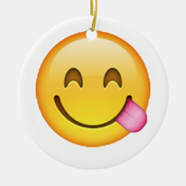 Stuck ut Tunga - Emoji Julgransprydnad Keramik (Framsidan)
