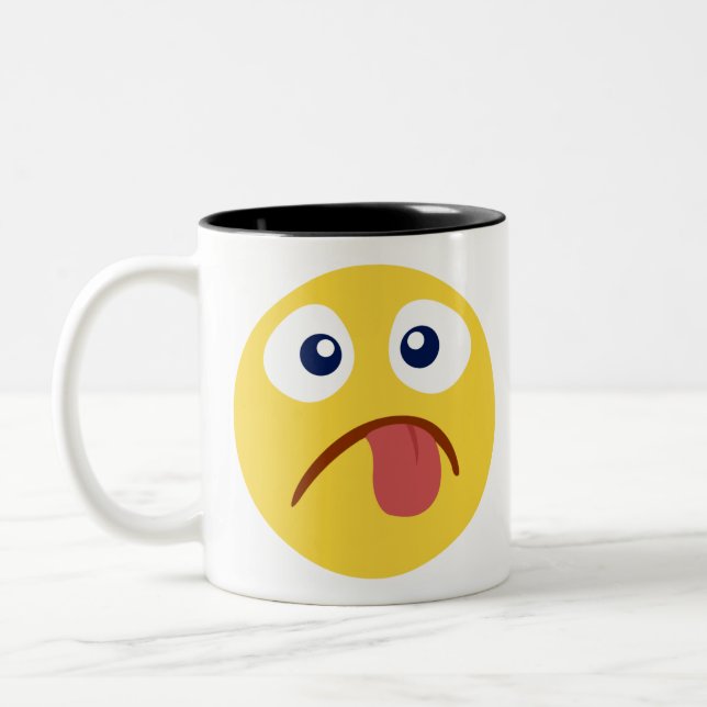 Stuck ut Tunga Emojia Två-Tonad Mugg (Vänster)
