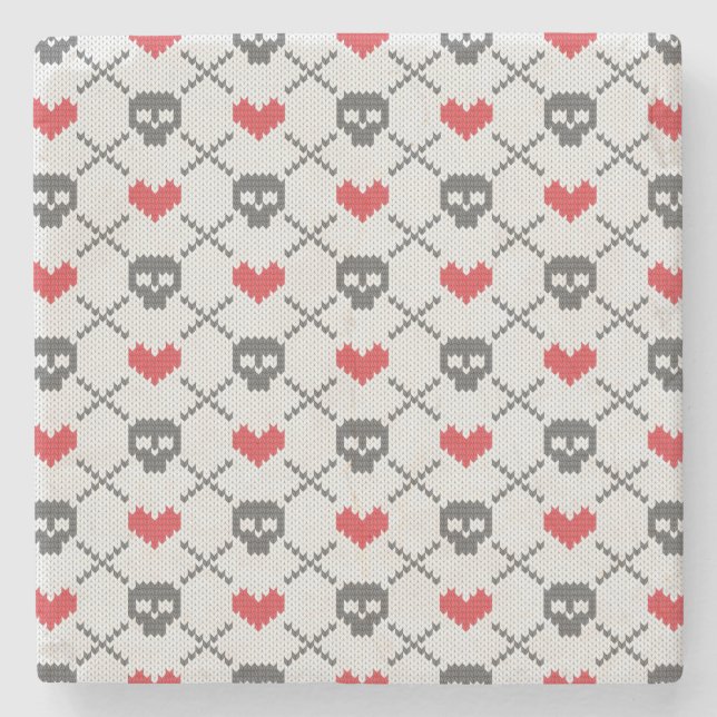 Stuckit mönster med döskallar underlägg sten (Framsidan)