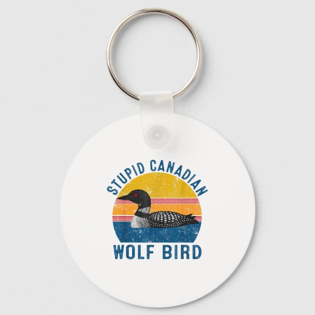 Stud Canadian Wolf Funny Loon Bird Humor Quote  Nyckelring (Framsida)