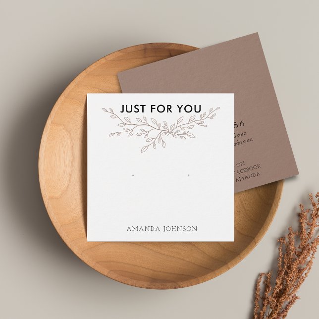 Stud Earring Visning Card Modern Gren Earthy Fyrkantigt Visitkort (Stud Earring Display Card Modern Branch Earthy Brown)