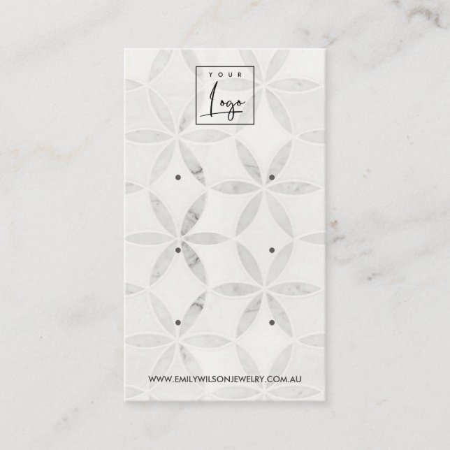 STUD EARRING VISNING-KORT FÖR BENVIT BLOMMIGT 3 VISITKORT (Framsida)