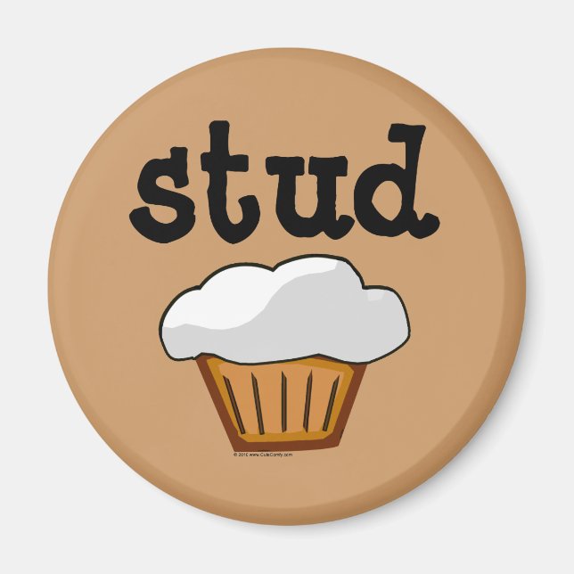 Stud Muffin, Cute Funny Baked Bra Magnet (Framsidan)