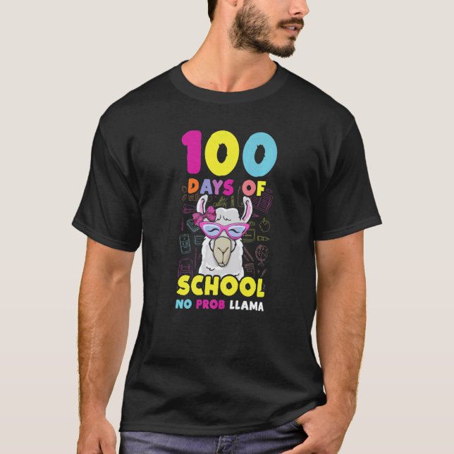 Student 100:e dagen Inga problem Lama 100 dagar av T Shirt (Framsida)