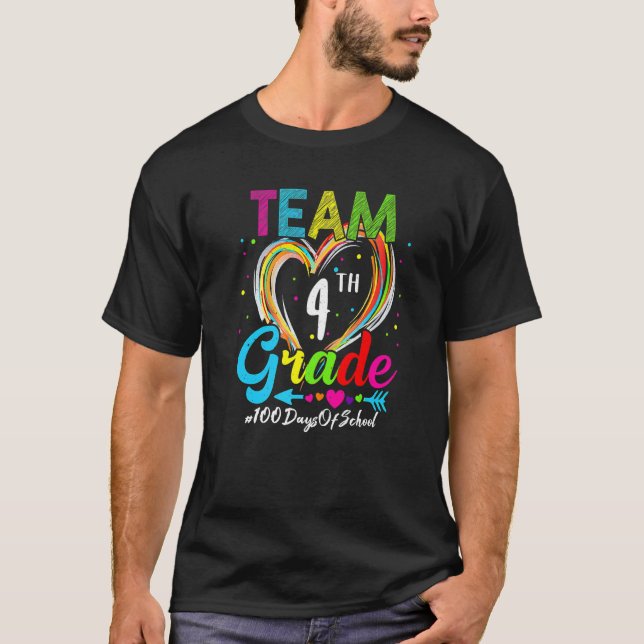 Student 100th Day Team 4th Grade Squad 100 Days Of T Shirt (Framsida)