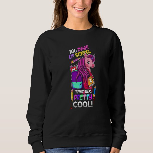 Student 100th Days Pretty Cool Unicorn 100 Days Of T Shirt (Framsida)