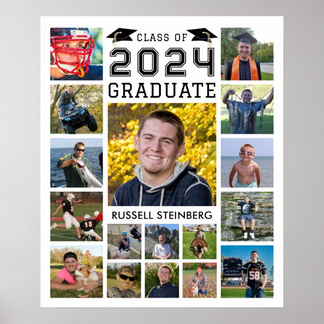 Student 17: Fotokollage, klass år Anpassningsbar F Poster (Framsidan)