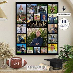 Student 19 Photo Guld Push Typography Black Poster