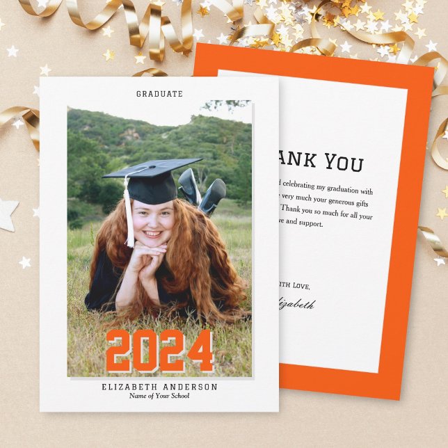 Student 2024 Classic Typography Studenten Photo Tack Kort (Skapare uppladdad)