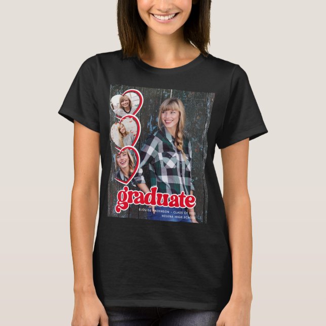 Student 2025 Fotohjärter T Shirt (Framsida)