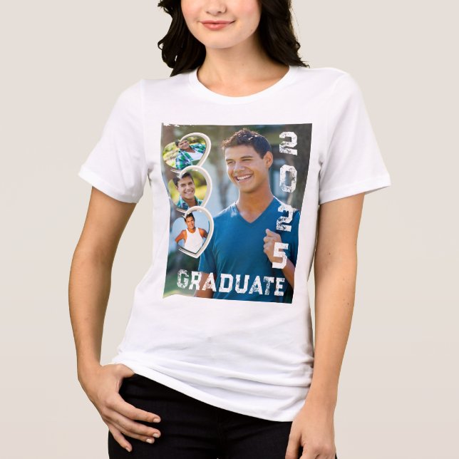 Student 2025 Fotohjärter T Shirt (Framsida)