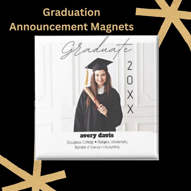 Student 20XX - enkel fotovit varning Magnet (Skapare uppladdad)