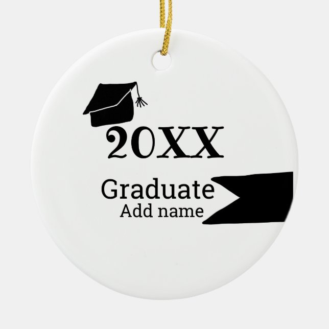 Student 20XX studenten, enkel, modern Julgransprydnad Keramik (Framsidan)