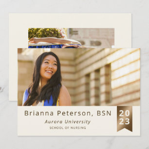 Student 2-foto Ivory Guld Faux Foil Sash Meddelande