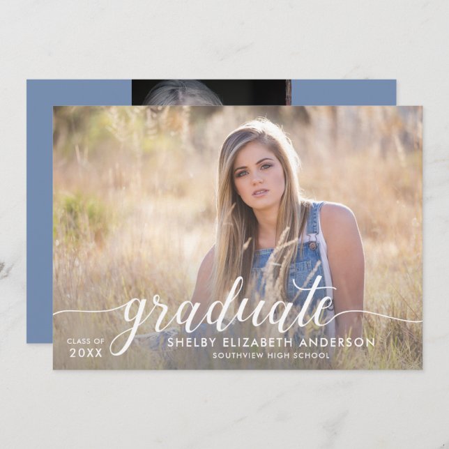 Student | 2 Foto Studenten Inbjudningar (Fram/baksida)